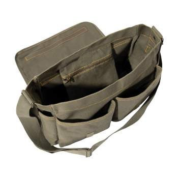 Canvas Classic Messenger Shoulder Bag With Military Stencil