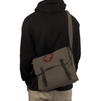 Canvas Medic Bag With Cross Messenger Shoulder Bag