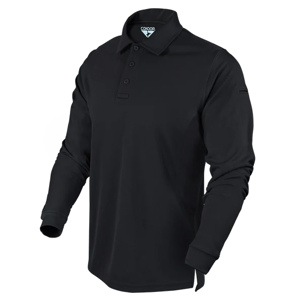 Navy Blue Long Sleeve Moisture-Wicking Tactical Polo