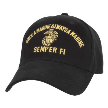 Embroidered Marine Semper Fi Once Always Hat Black