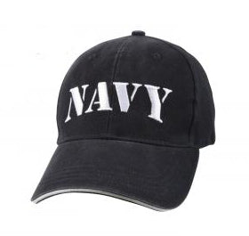 Vintage Embroidered Navy Text Hat Navy Blue