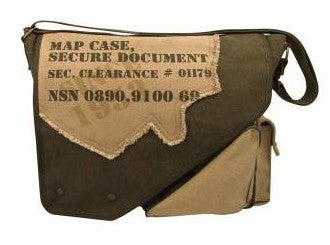 Vintage Canvas Imprinted Map Case Messenger Shoulder Bag