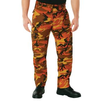 MENS ORANGE CAMO ROTHCO Military BDU Pants - Army Cargo Fatigue Camouflage  Camo