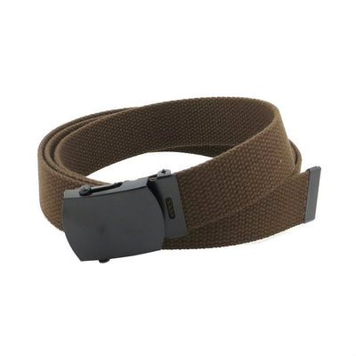 Made In USA - Military Style Web Belt With Black Buckle