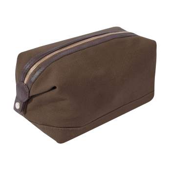 Canvas And Leather Toiletry Travel Kit Bag