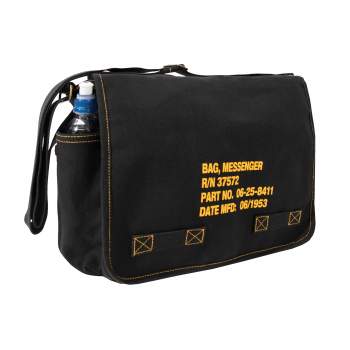 Canvas Classic Messenger Shoulder Bag With Military Stencil