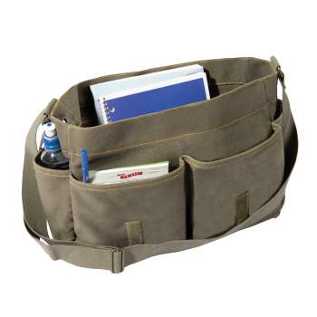 Canvas Classic Messenger Shoulder Bag With Military Stencil