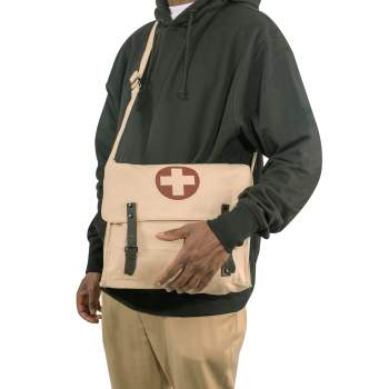 Canvas Medic Bag With Cross Messenger Shoulder Bag