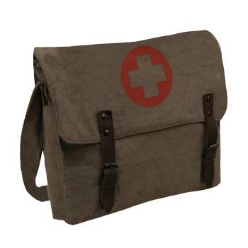 Canvas Medic Bag With Cross Messenger Shoulder Bag