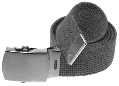Made In USA - Military Style Web Belt With Silver Buckle