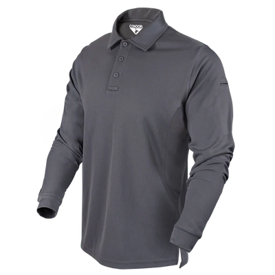 Graphite Grey Long Sleeve Moisture-Wicking Tactical Polo