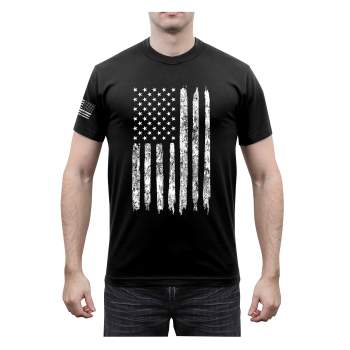 Distressed US Flag Athletic Fit T-Shirt - Black S