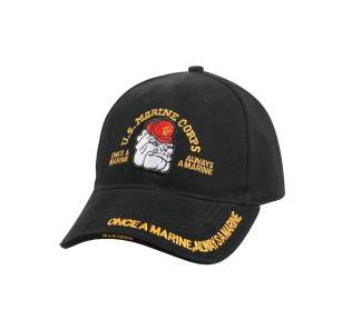 Embroidered Marine Bulldog Once Always Hat Black