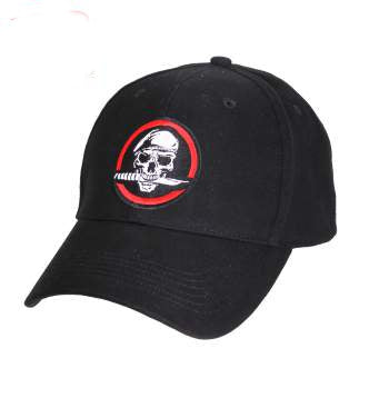 Embroidered Skull & Knife Hat Black