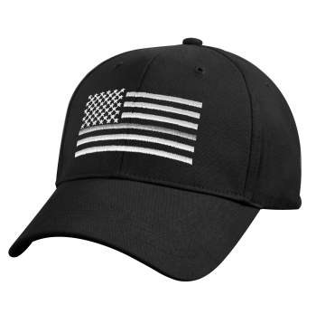 Embroidered Thin Silver Line US Flag Hat