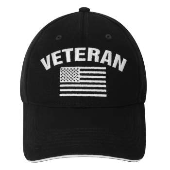 Embroidered US Flag Veteran Hat Black