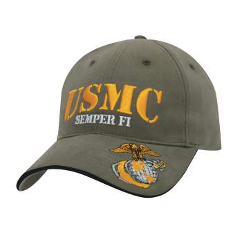Embroidered USMC Semper Fi Globe Anchor Hat Olive