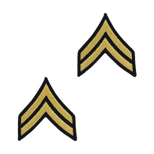 Army Male Gold / Blue Corporal (E-4) Chevron Set (1 Pair)