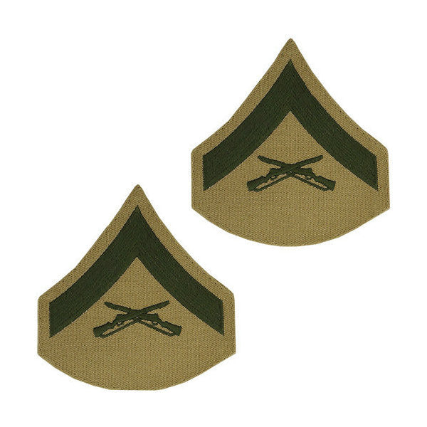 Marine Male Green / Khaki Lance Corporal Chevron Set (1 Pair)