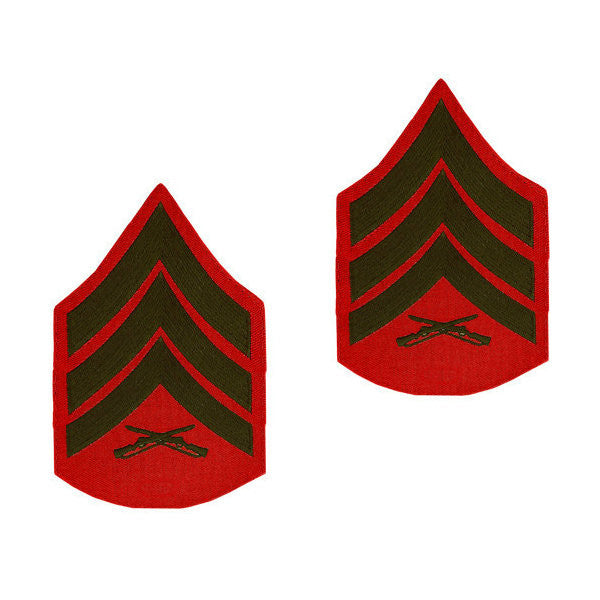 Marine Male Green / Red Sergeant Chevron Set (1 Pair)