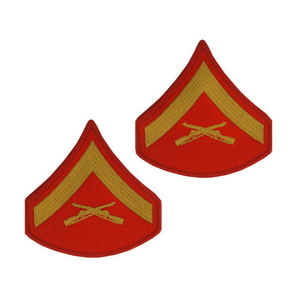 Marine Male Gold / Red Lance Corporal Chevron Set