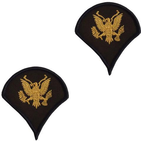 Army Male Gold / Green Specialist Four (Spec 4) Army Chevron (1 Pair)