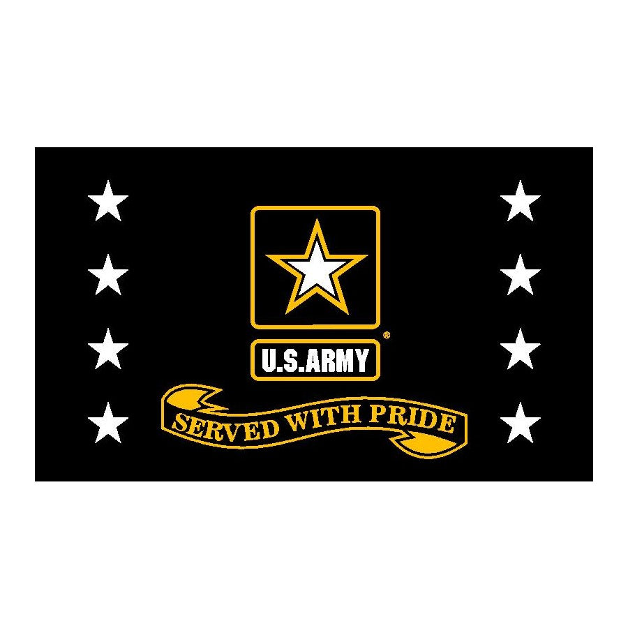 Army Star Served With Pride Flag Black 3' x 5'