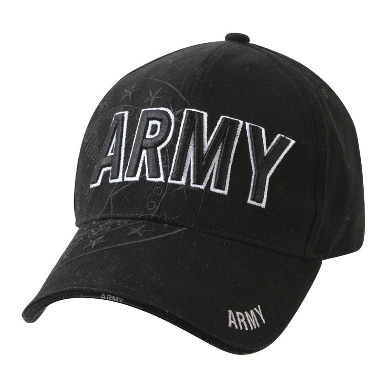 Embroidered Army Text Shadow Hat Black