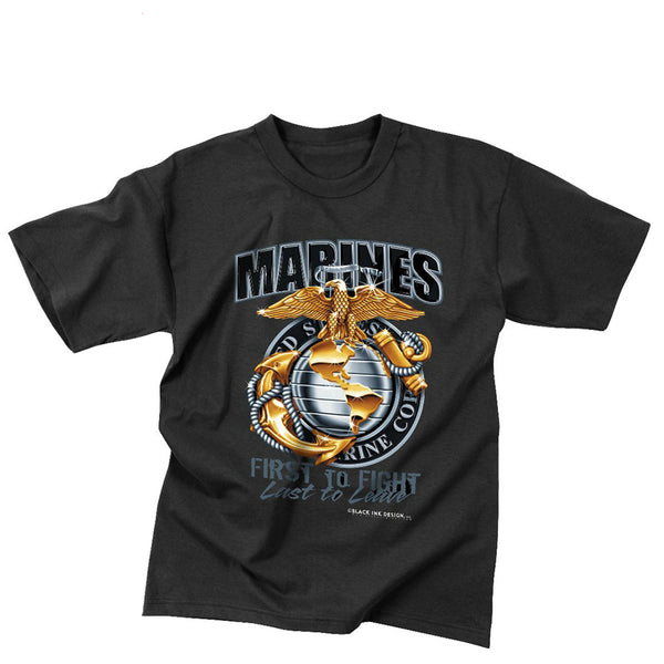 Black Ink Marines First To Fight T-Shirt Black - Army Navy Gear