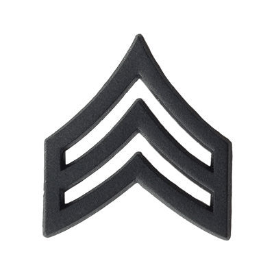 Army Sergeant (E-5) Rank Black Metal (Pair)