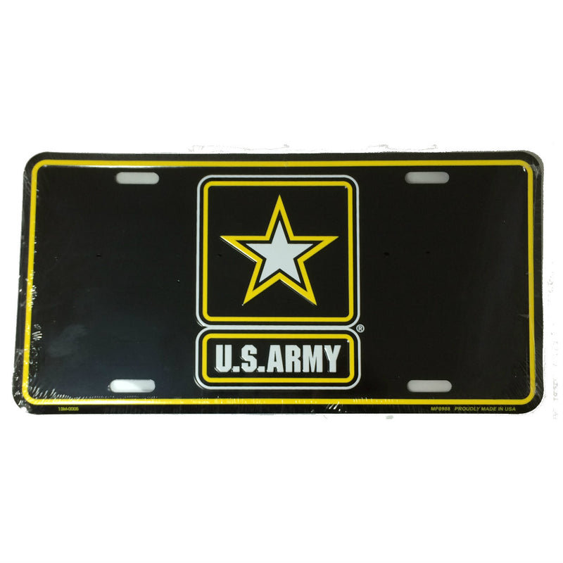 Army Star Black Metal License Plate