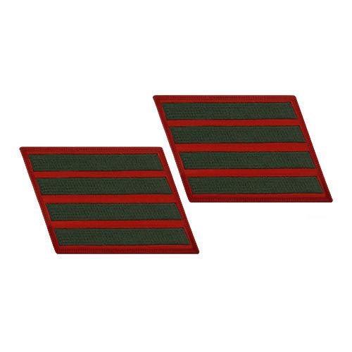 Green / Red Marine Female 4 Service Stripe (16 Years) Pair