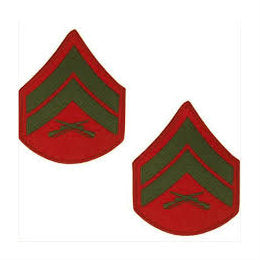 Marine Green / Red Corporal Chevron Set Male (1 Pair)