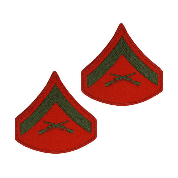 Marine Green / Red Lance Corporal Chevron Set Female (1 Pair)