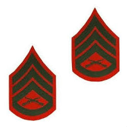 Marine Male Green / Red Staff Sergeant Chevron Set (1 Pair)