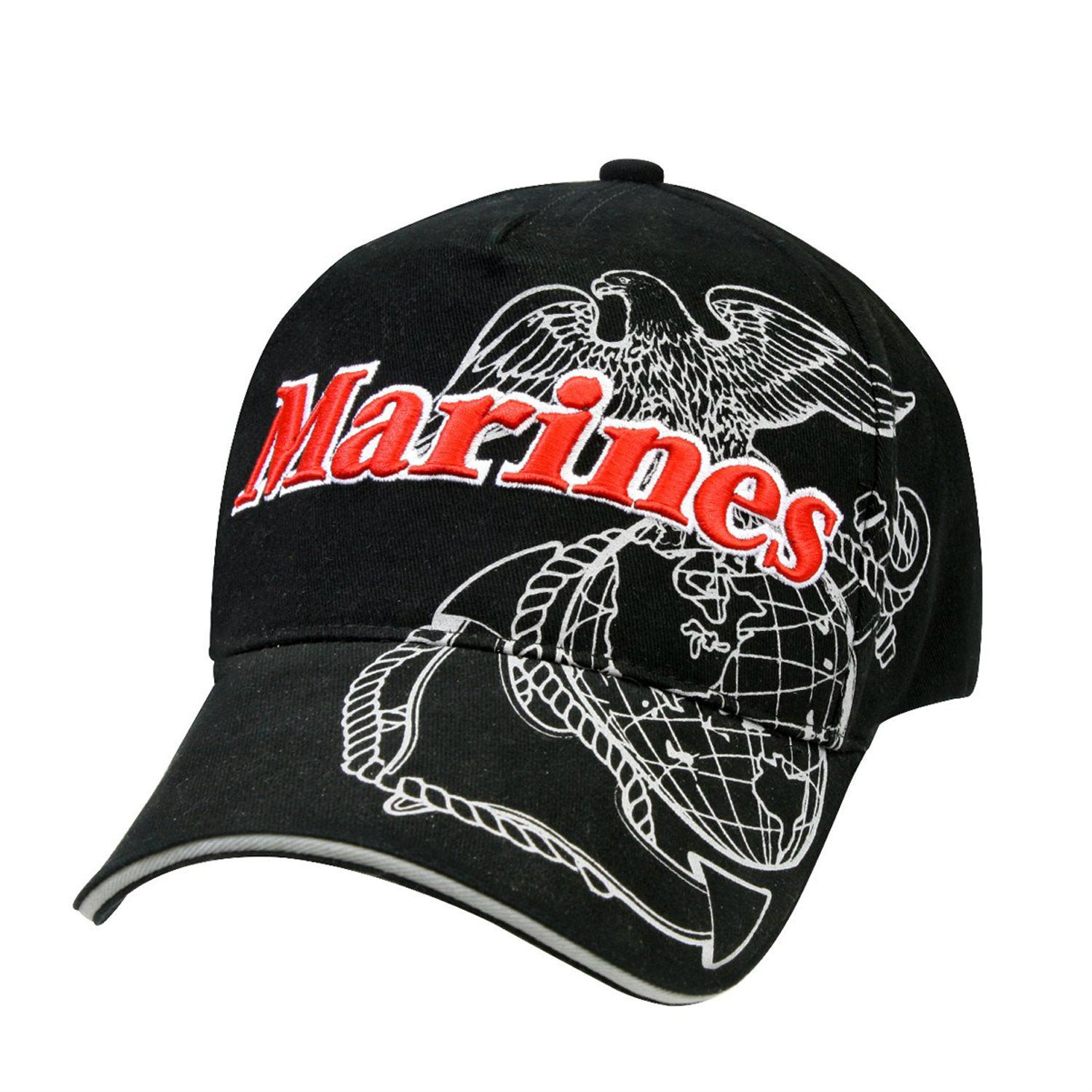Embroidered Marine Text With Large EGA Hat Black