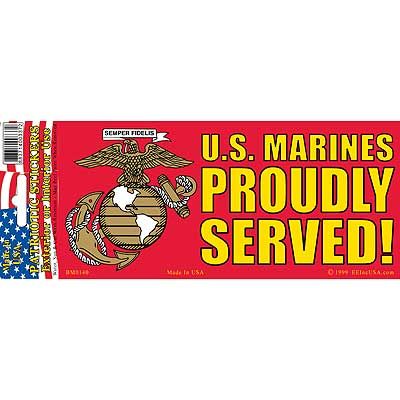 Marines Proudly Served Bumper Sticker