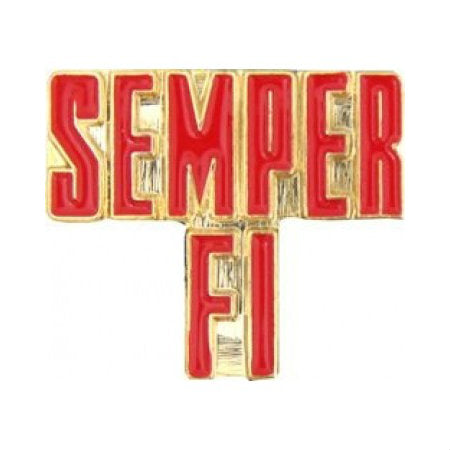 Marines Semper Fi Red On Gold Hat Pin (1 Inch)