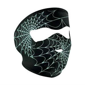 Neoprene Full Face Mask Spider Web Glow In The Dark - Indy Army Navy