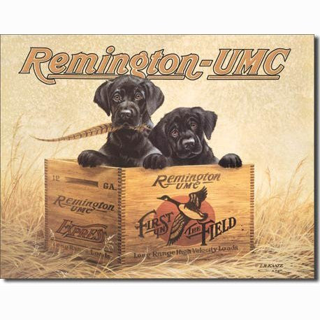 Remington UMC Finders Keepers First In The Field Hunting Dogs Tin Sign