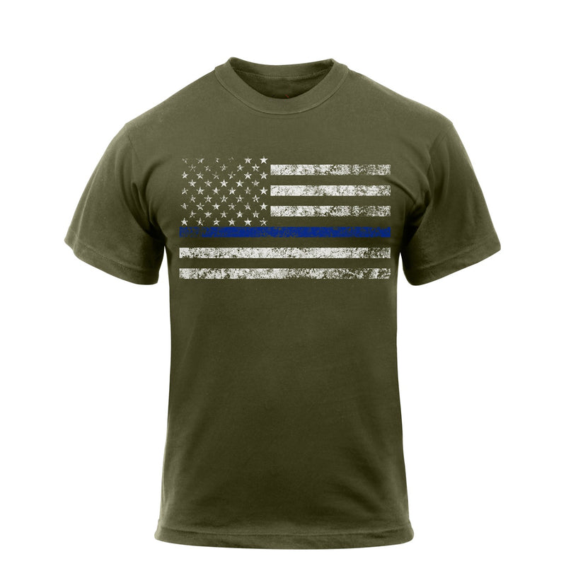 Thin Blue Line Flag T-Shirt Olive Drab