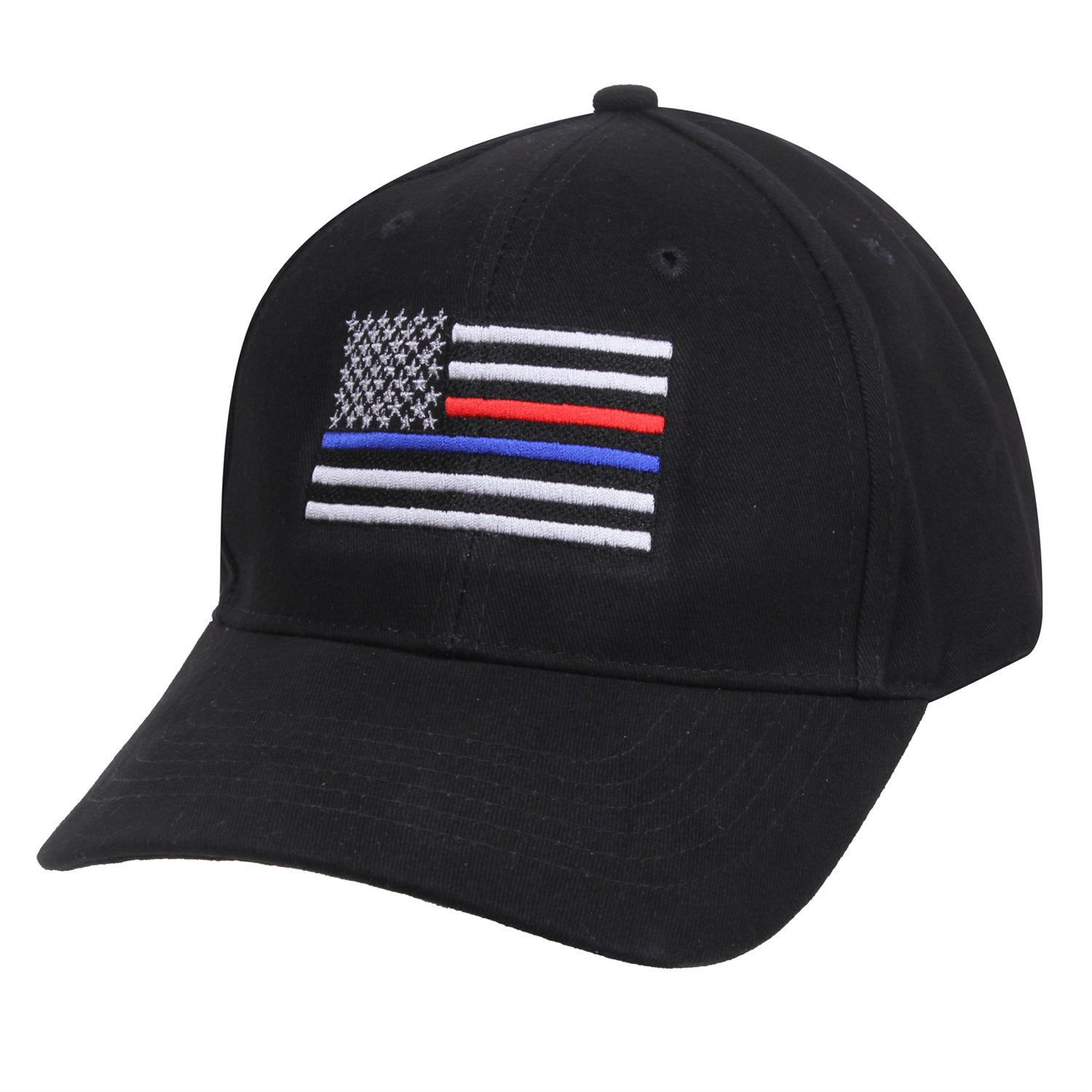 Embroidered Thin Blue Line / Thin Red Line Flag Hat Black