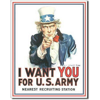 Uncle Sam I Want You For The US Army Tin Sign - Indy Army Navy