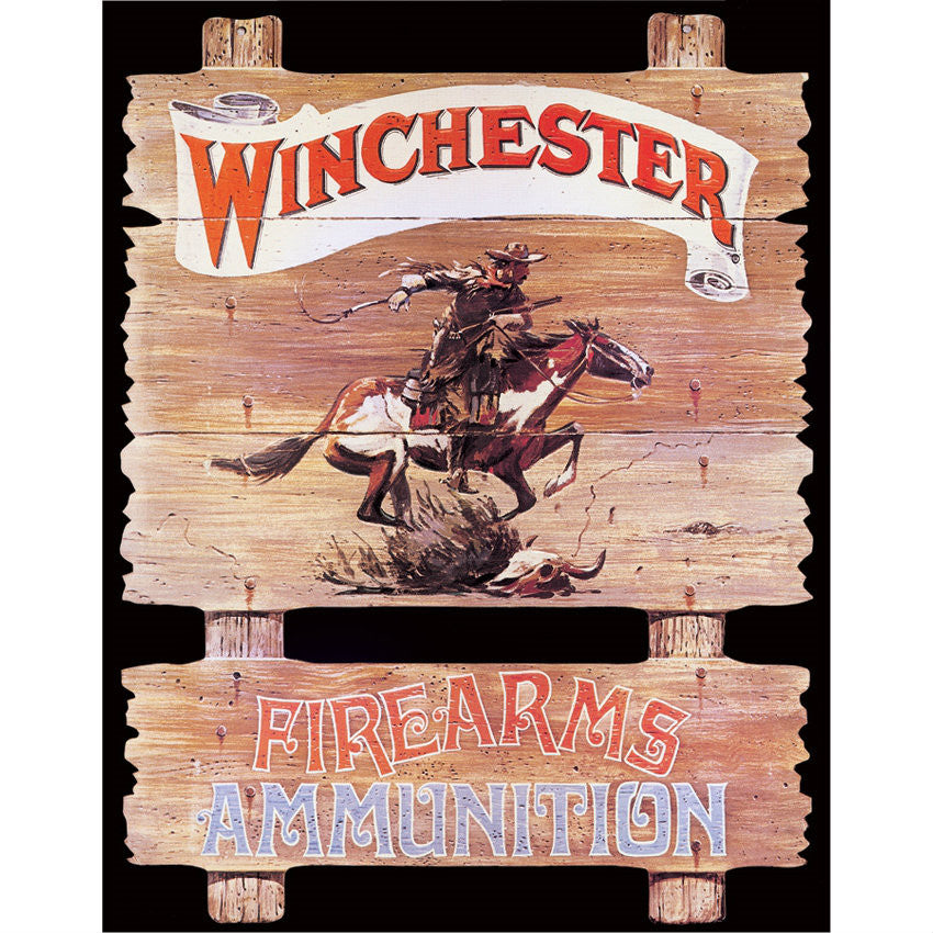 Winchester Fishing Tackle firearm ammo metal tin sign discount