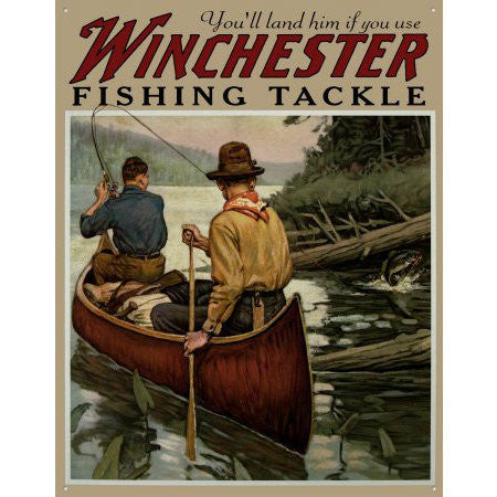 Winchester Fishing Tackle Tin Sign - Indy Army Navy