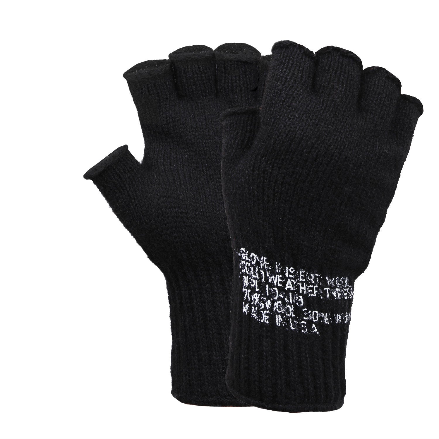 Rothco Fingerless Wool Gloves - Black