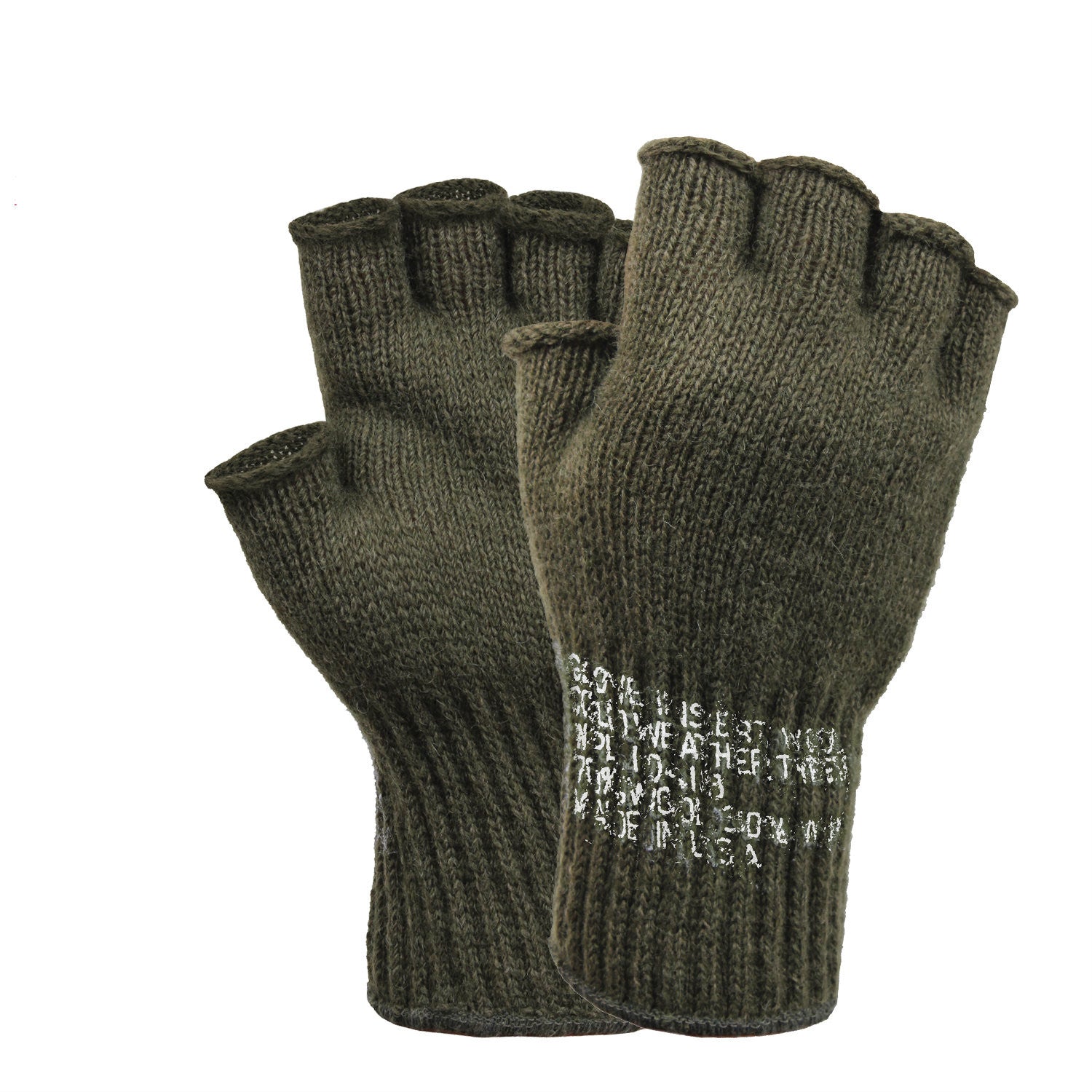 Rothco G.I. Military Fingerless Wool Gloves, Olive Drab