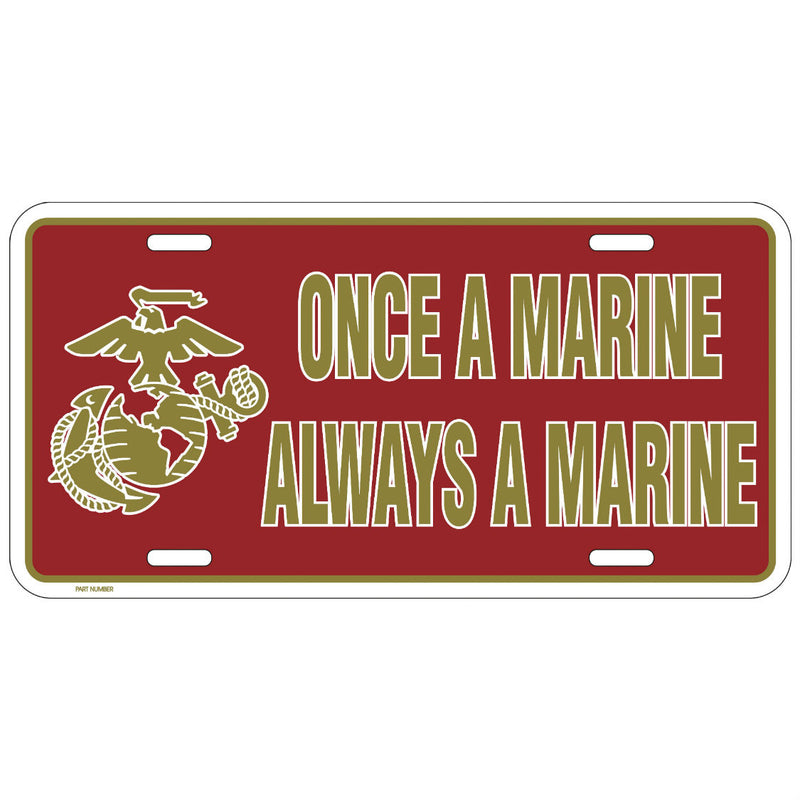 Once A Marine Metal License Plate - Indy Army Navy
