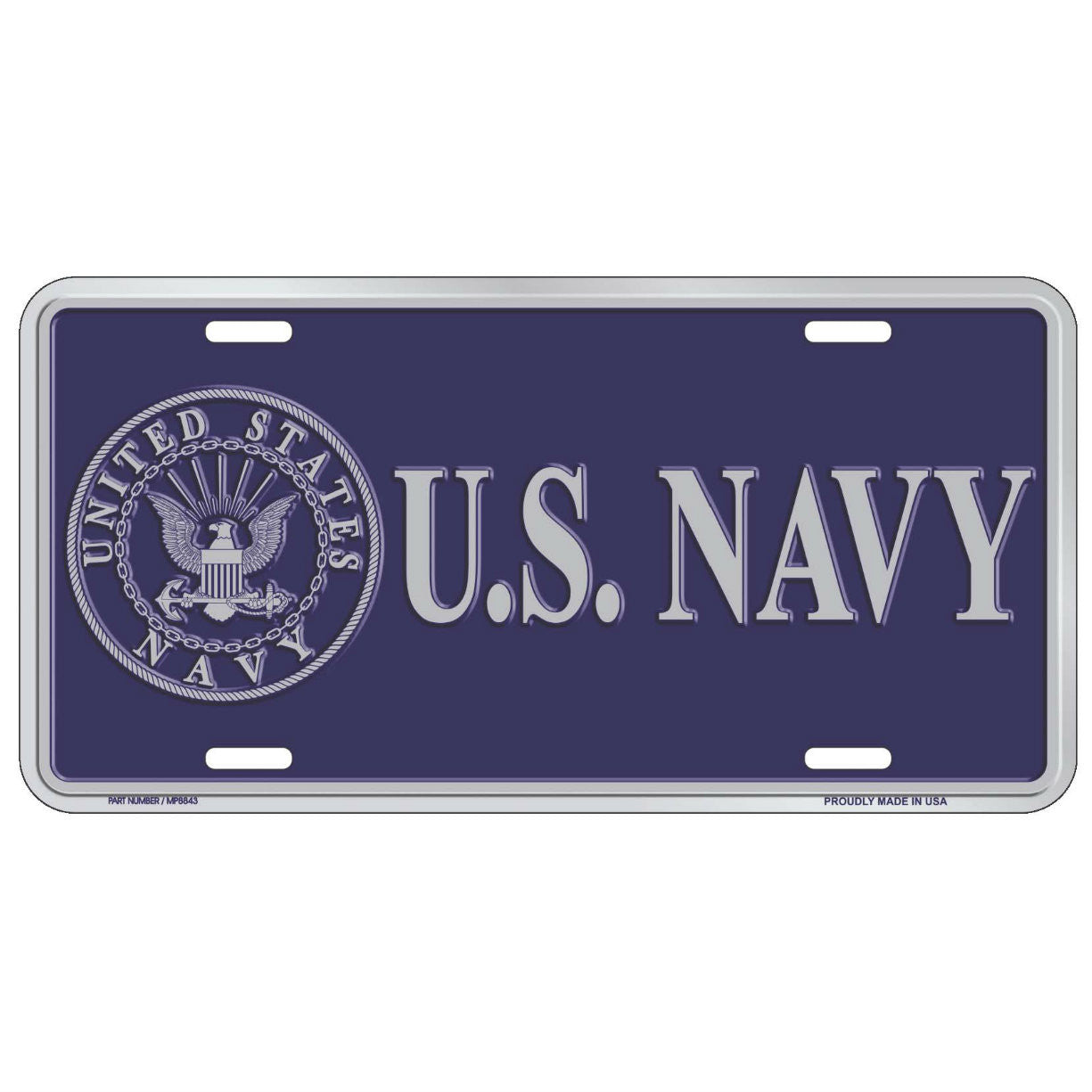 Navy Blue Metal License Plate - Indy Army Navy